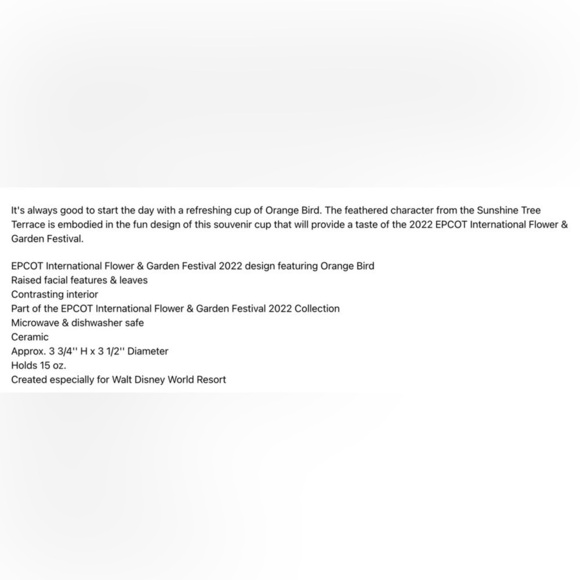 Orange Bird EPCOT International Flower & Garden Festival Mug - 2022 - Picture 4 of 9